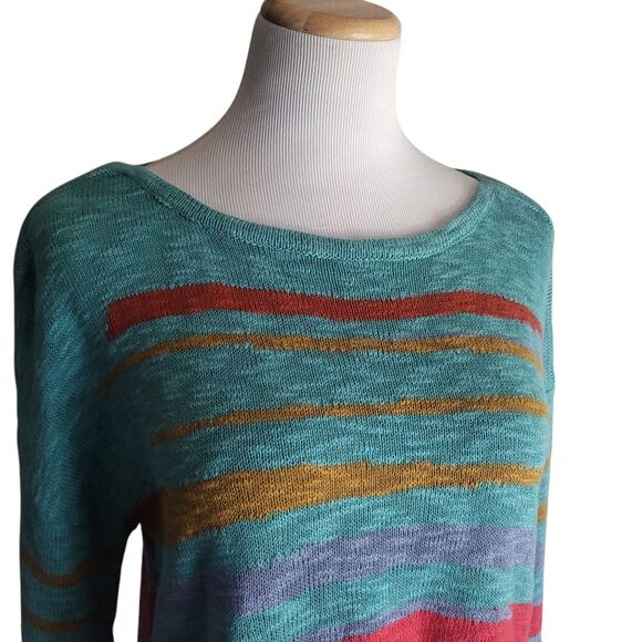 Soft Surroundings Verse Striped Boat Neck Longline Sweater Womens Medium - Picture 5 of 9